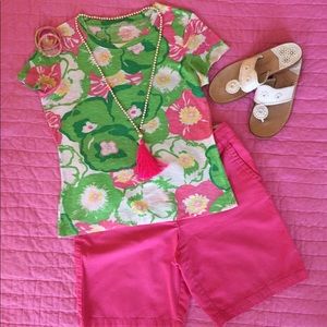 Lilly Pulitzer Lexie Tee Cherry Begonias Size M